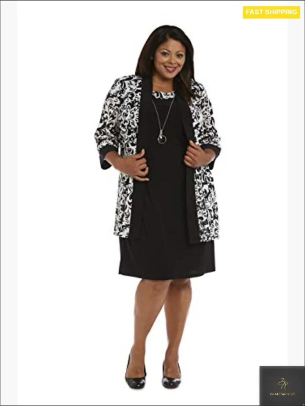 Two-Piece Jacket Dress Set With Detachable Necklace Sheath Knee-Length Wedding